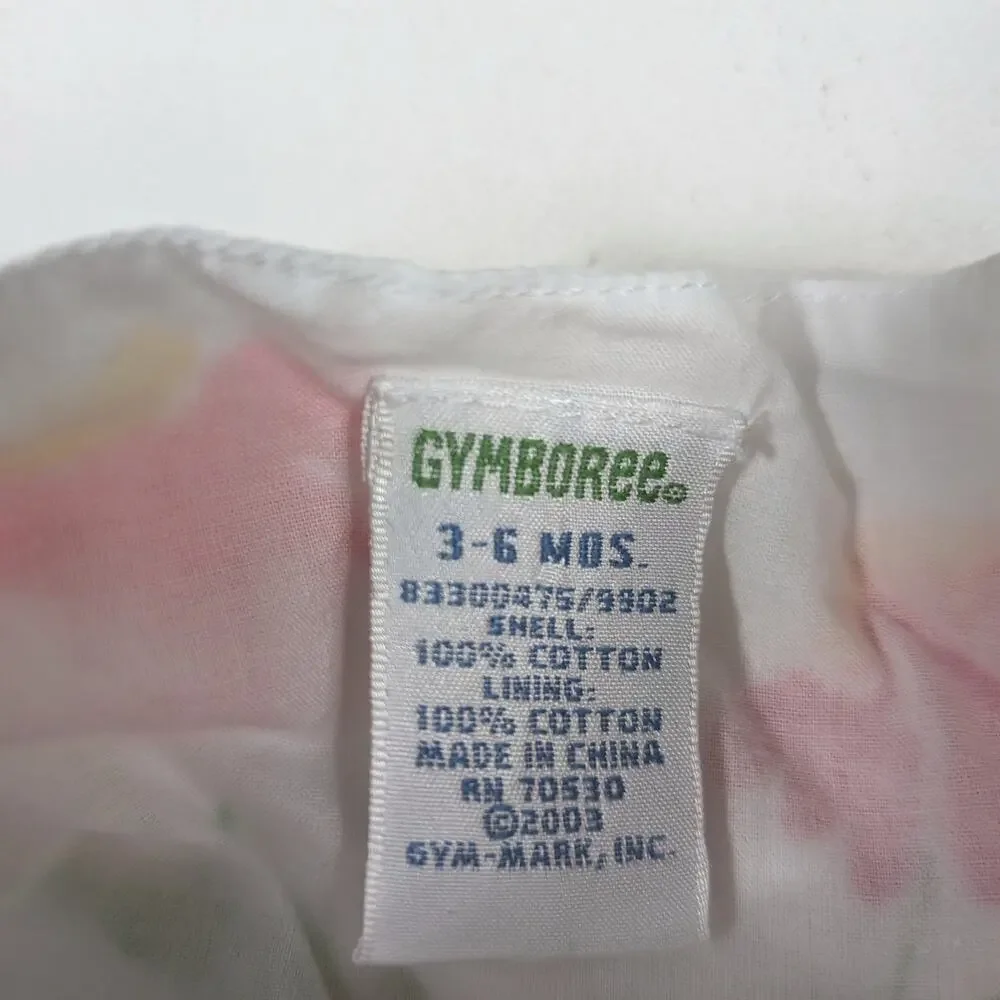 Vtg Gymboree Dress Baby Girls Sz 3-6m White Floral Sundress 2003 Y2K